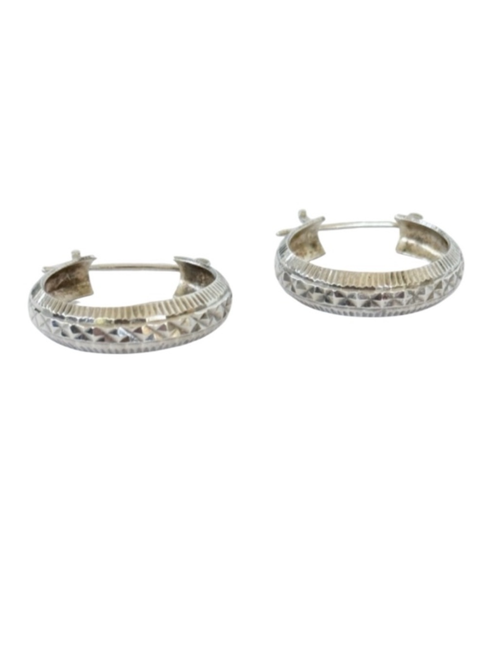 Vintage 925 sterling silver etched pattern 1” hoop earrings